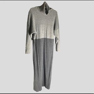 Krizia Maglia vintage 1980s sweater dress. Gray/black colorblock. Wool/angora